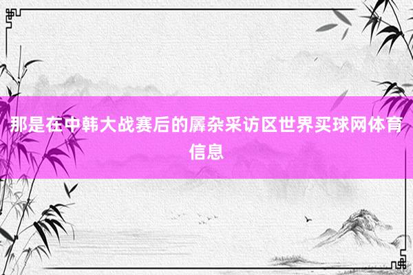 那是在中韩大战赛后的羼杂采访区世界买球网体育信息