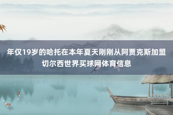 年仅19岁的哈托在本年夏天刚刚从阿贾克斯加盟切尔西世界买球网体育信息
