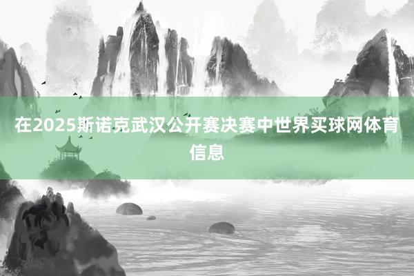 在2025斯诺克武汉公开赛决赛中世界买球网体育信息